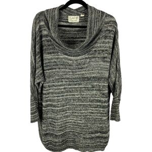 Field Flower Cowl Neck Cotton Blend Knit Sweater Medium Heathered Grey